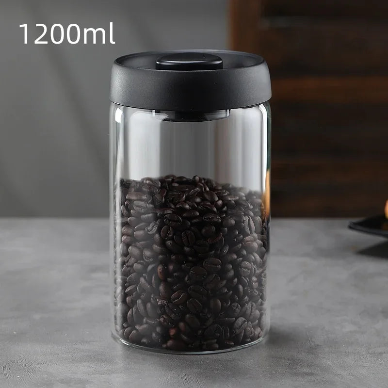 Pot Hermétique en Verre pour Café et Thé avec Pompe à Vide