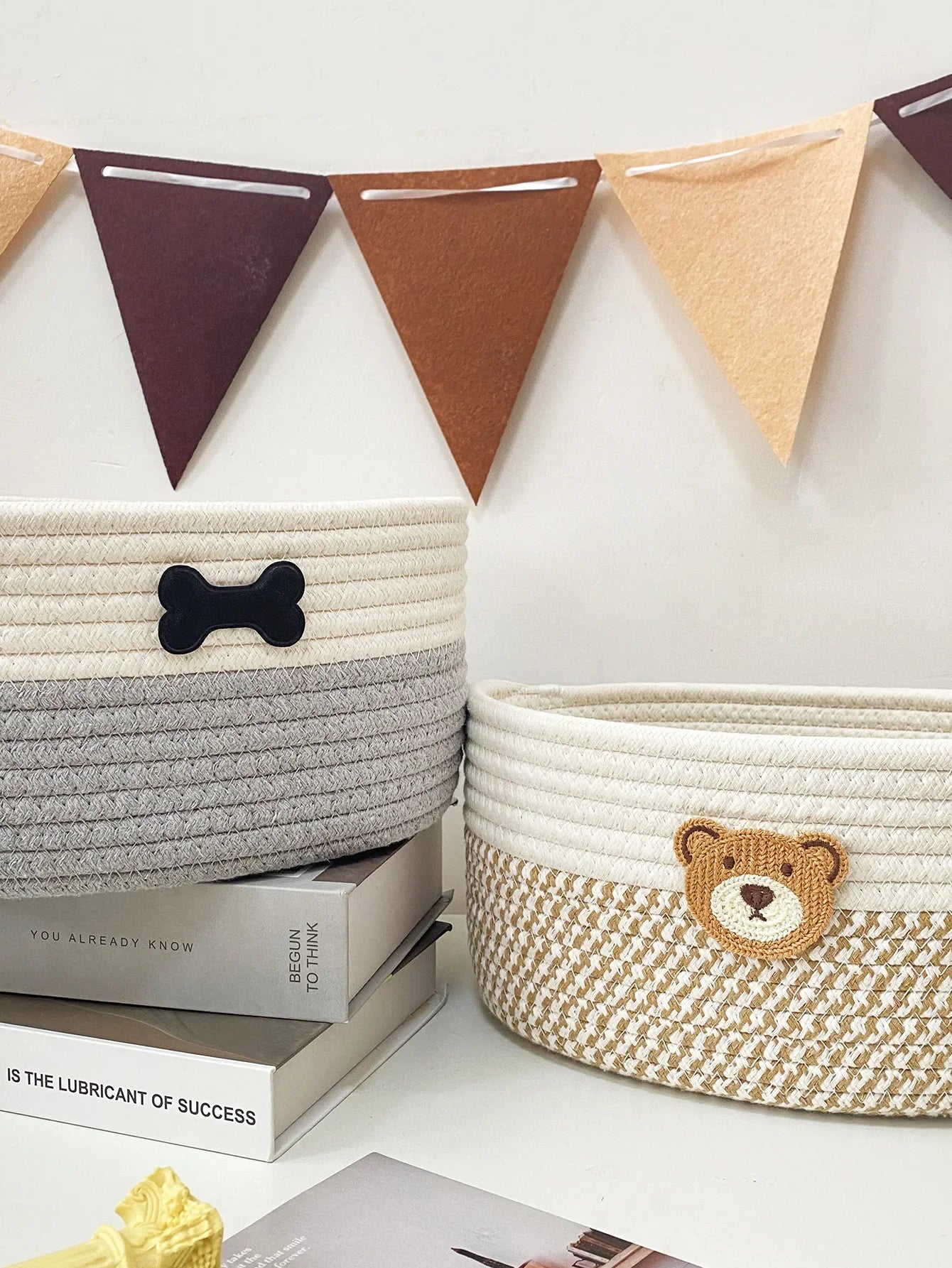 Panier en Corde de Coton Tressée pour Rangement