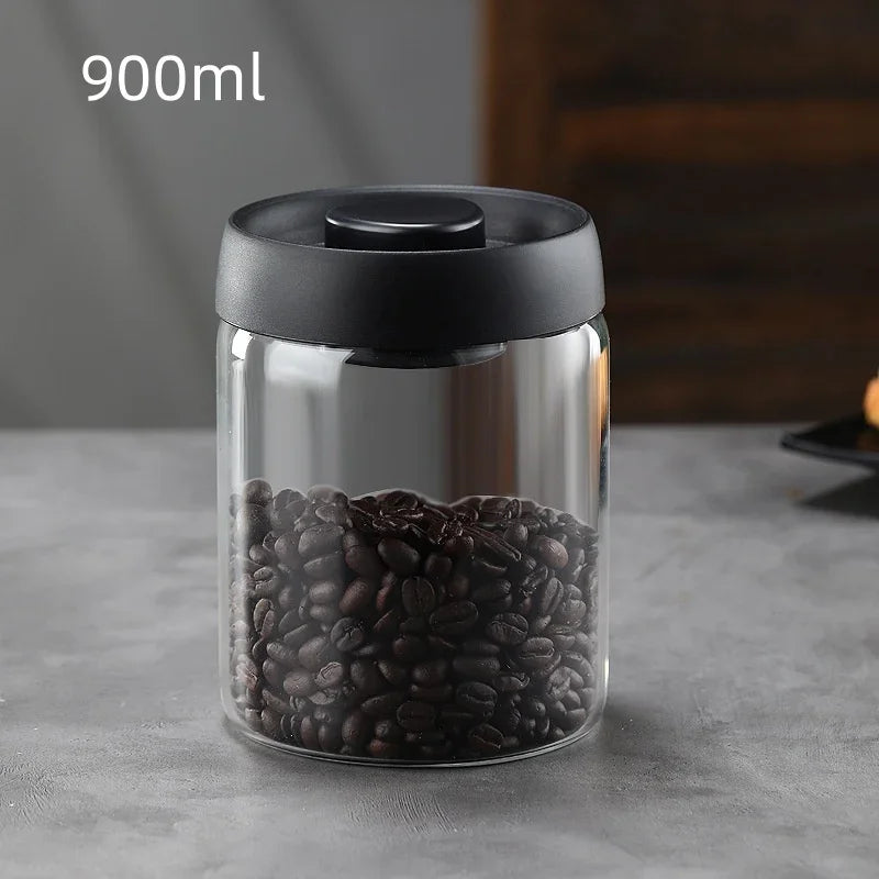 Pot Hermétique en Verre pour Café et Thé avec Pompe à Vide