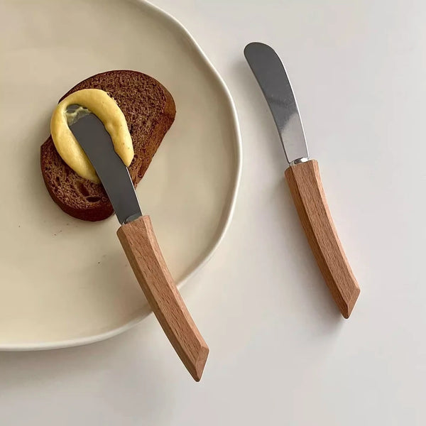 Couteau à Beurre Manche Long Bois Style Vintage Minimaliste