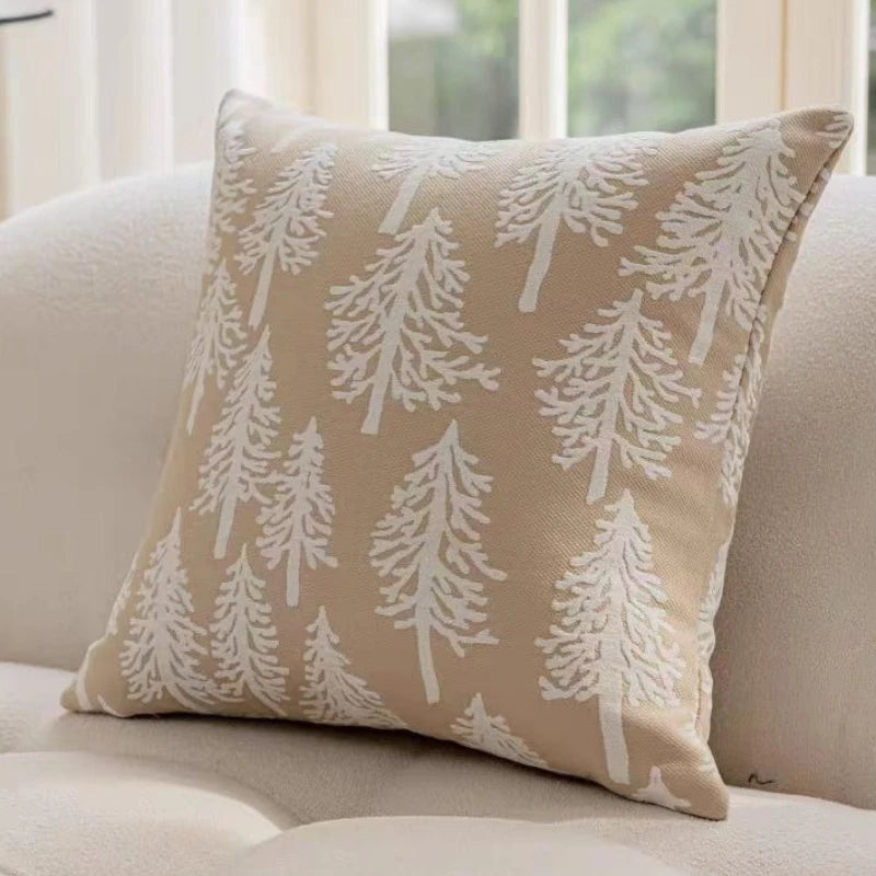 Housse de Coussin Jacquard Géométrique Gris Avoine Luxe Minimaliste