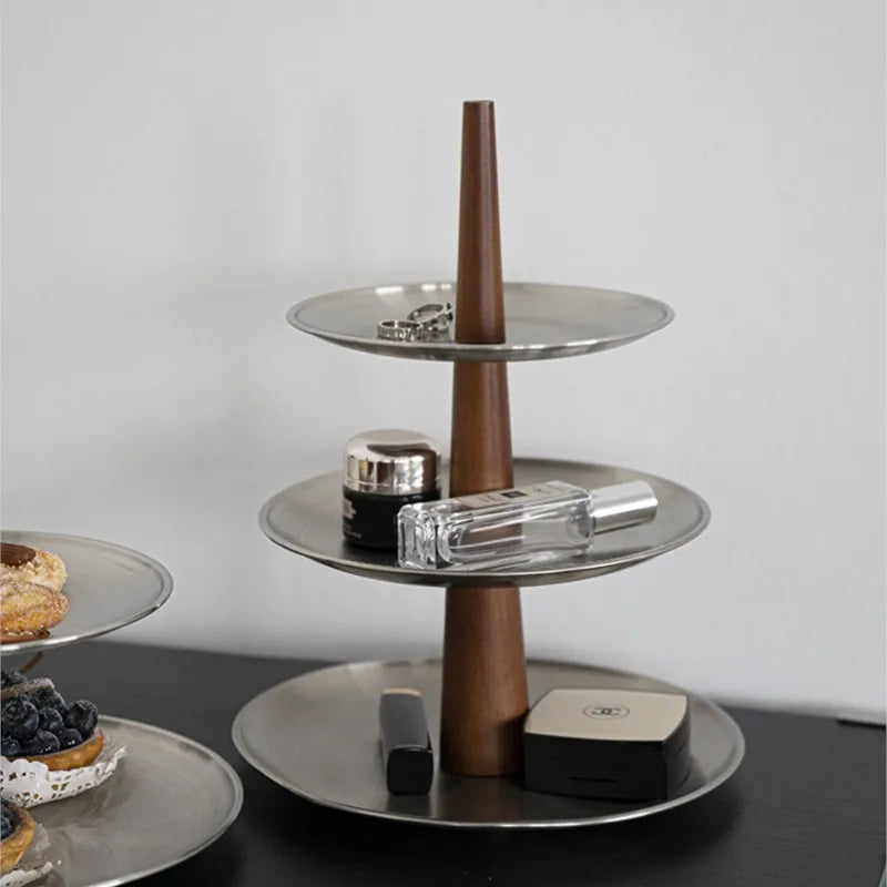 Matte Stainless Steel Cake Stand – Dessert & Snack Tray