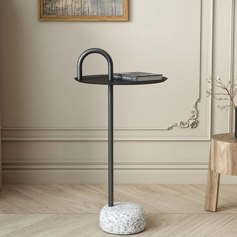Table d'Appoint Métal Socle Pierre - Style Nordique Luxe