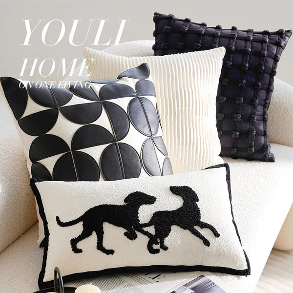 Housse de Coussin Rétro Française Noire