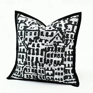 Housse de Coussin Jacquard Géométrique Gris Avoine Luxe Minimaliste