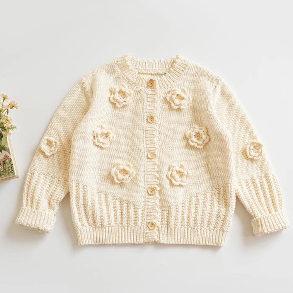 Cardigan Fille Brodé Motif Champignon