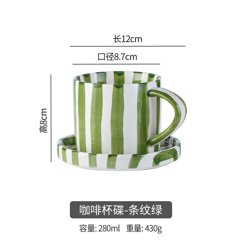 Tasse à Café Céramique Rayée 280ml