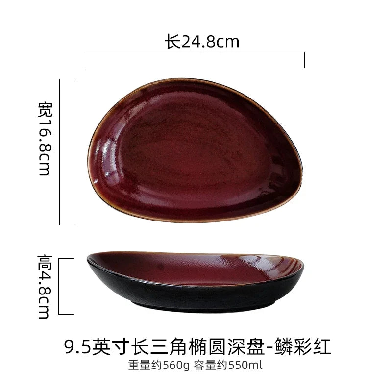 Assiette Creuse Triangulaire Céramique Style Japonais