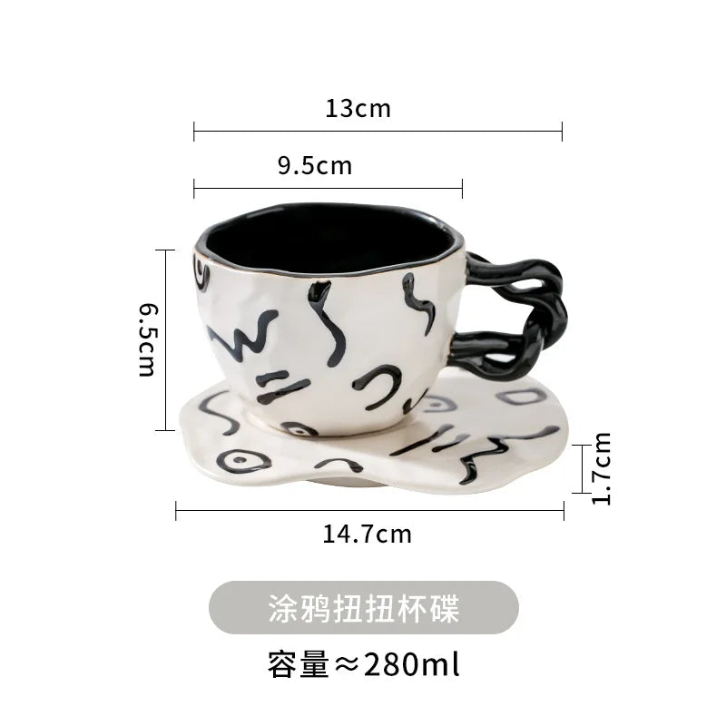 Tasse et Soucoupe en Céramique Créative Style Café