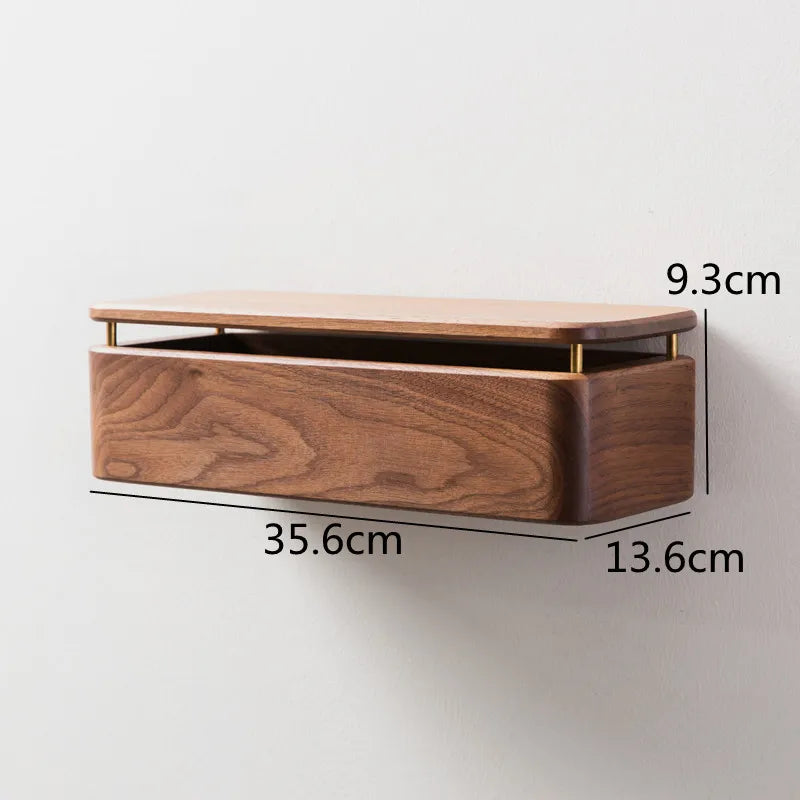 Distributeur de Papier Toilette Mural en Bois - Noyer