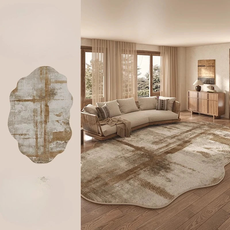 Tapis Léger Luxe Forme Irrégulière Peluche Épaisse