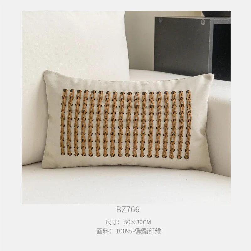 Housse de Coussin Caramel Tissée Chaîne Format Lombaire