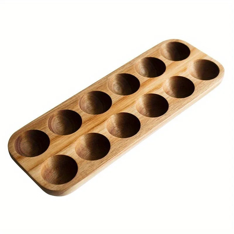Support à Œufs en Bois d'Acacia Anti-Casse Double Rangée