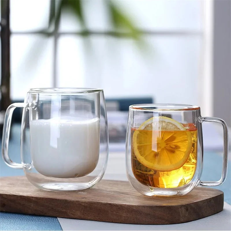 Tasse en Verre Borosilicate Double Paroi Résistante à la Chaleur