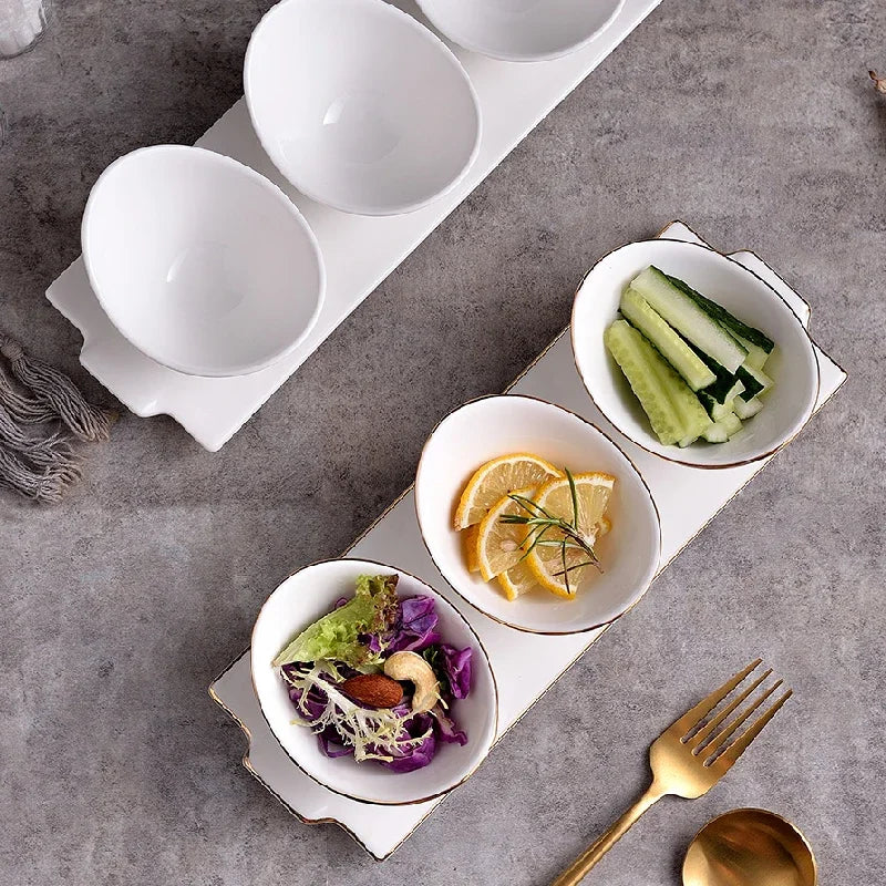 Ensemble Bols en Céramique Forme Lingot Blanc