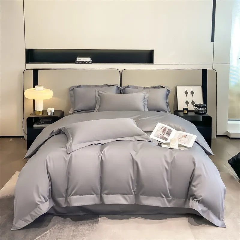 Parure de Lit Coton Égyptien 1000TC Ultra Douce 4 Pièces