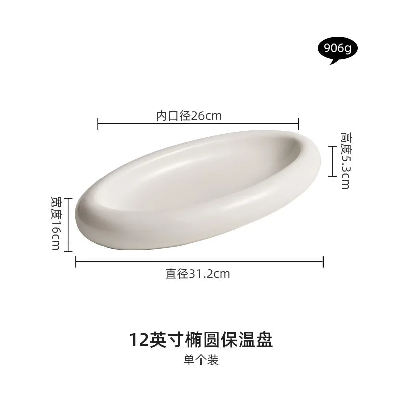 Insulated Ceramic Plate – Double-Layer Dinner Dish