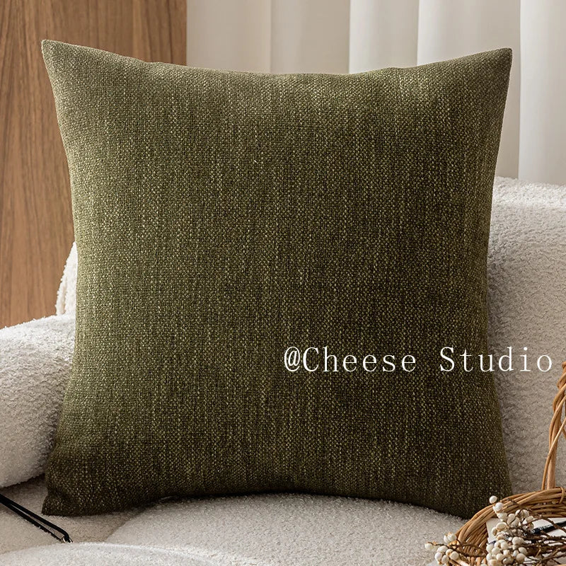 Housse de Coussin Bordure Noire - Style Vert Rétro
