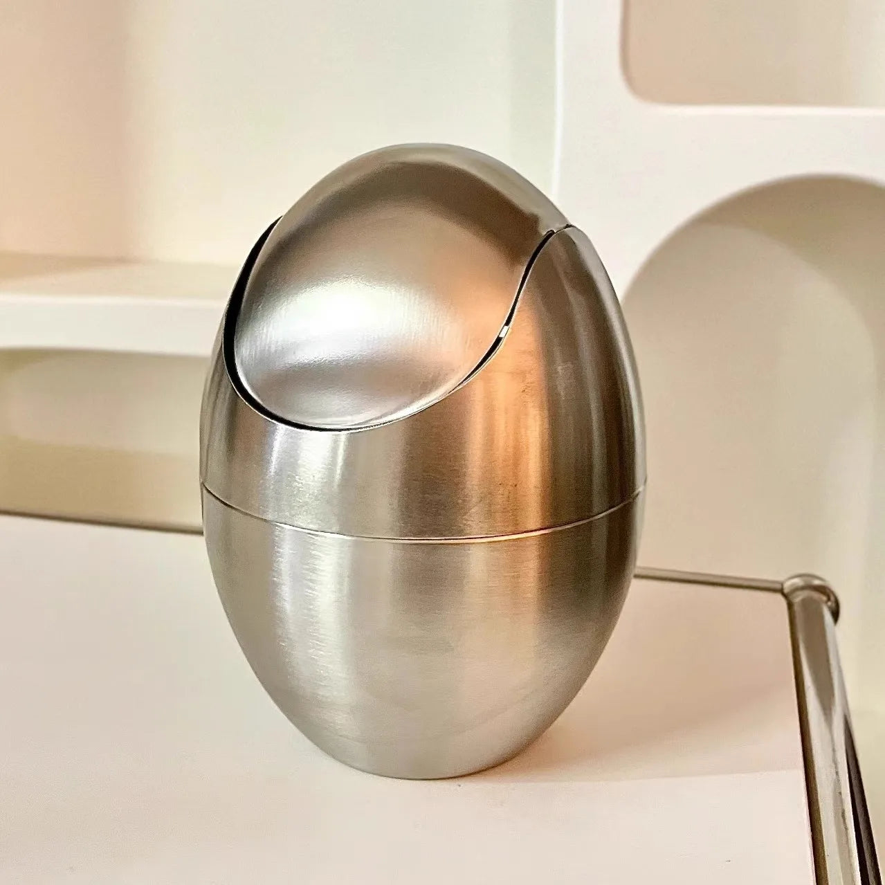 Countertop Trash Can – Brushed Steel, 1.5 L