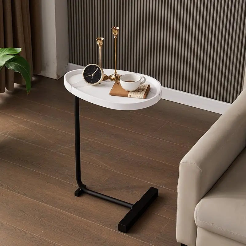 Petite Table Basse Ovale Mobile - Design Minimaliste