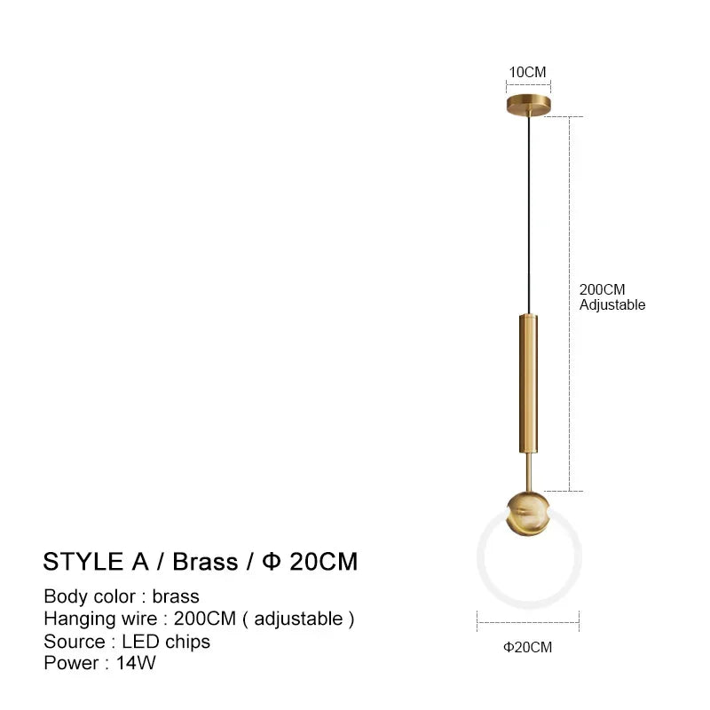 Suspension de Luxe Dorée - Style Nordique LED