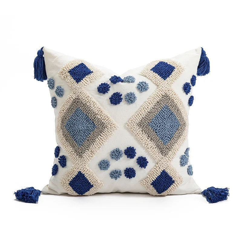 Housse de Coussin Bohème Capitonnée à Franges
