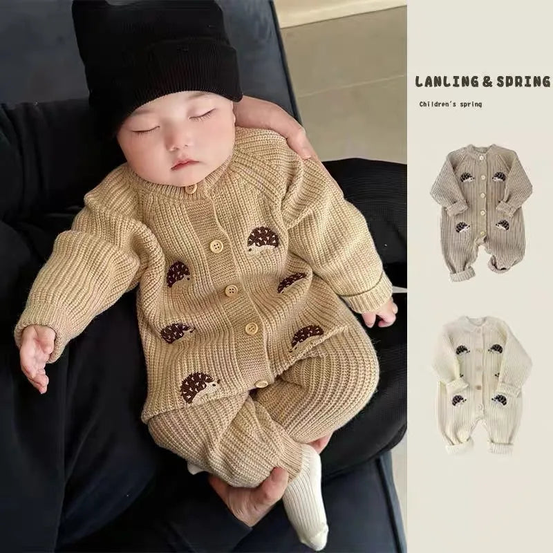 Barboteuse Bébé Tricotée Motif Hérisson
