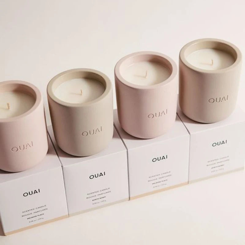 Bougie Parfumée en Pot de Céramique - Cire Végétale et Mèche en Bois
