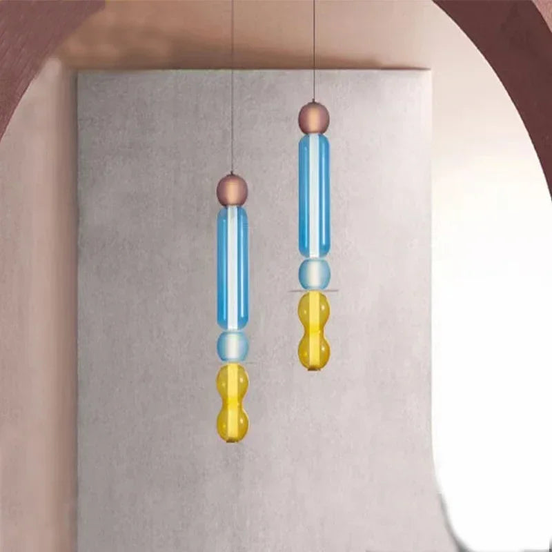 Suspension Design en Verre Coloré Vitrail