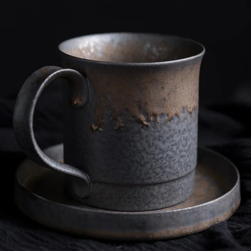 Tasse en Céramique Style Japonais Vintage Glaçure Rouille