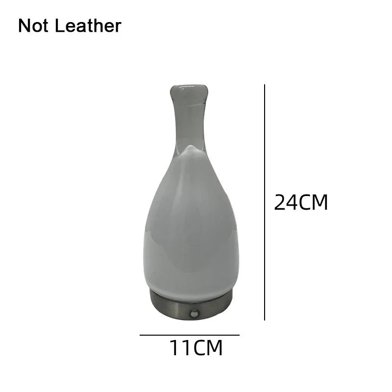 Lampe Bouteille Verre Nordique LED Portable Cuir