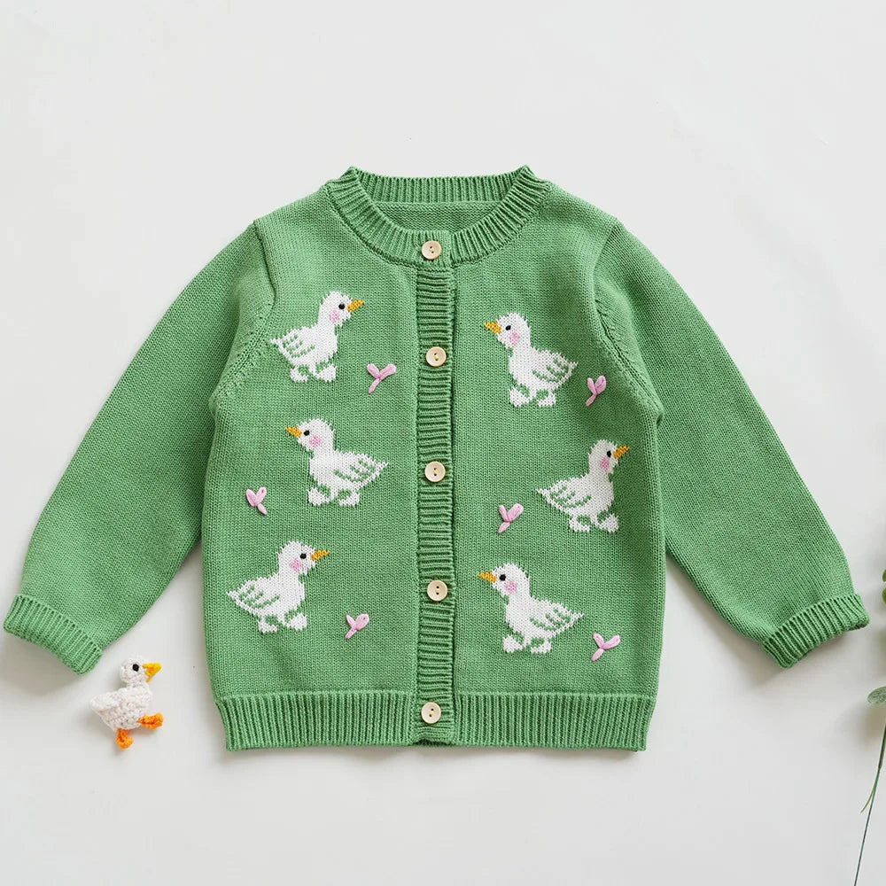 Cardigan Fille Brodé Motif Champignon