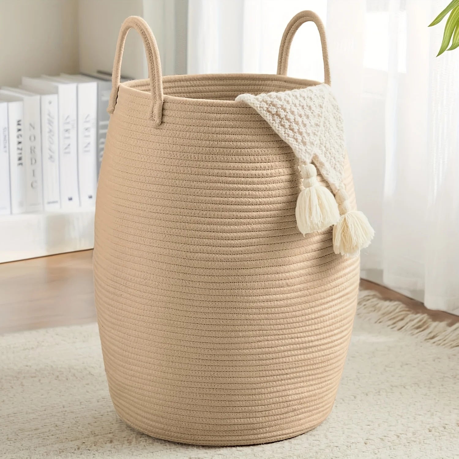 Panier à Linge Bohème Haut Pliable en Tissu 22 Pouces