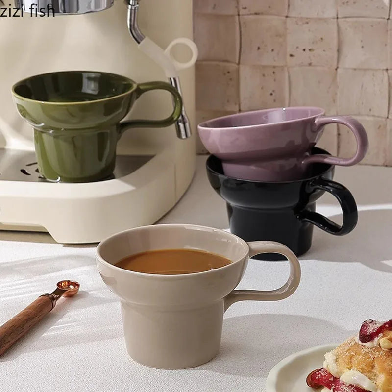 Tasse en Céramique Anse Créative Forme Irrégulière