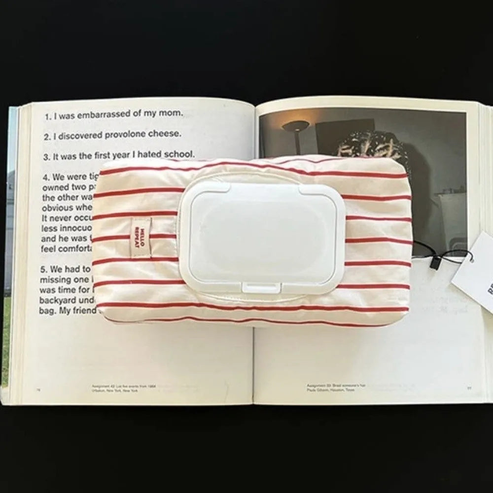Striped Tissue Pouch – Portable Wet Wipe Case, 20x10cm