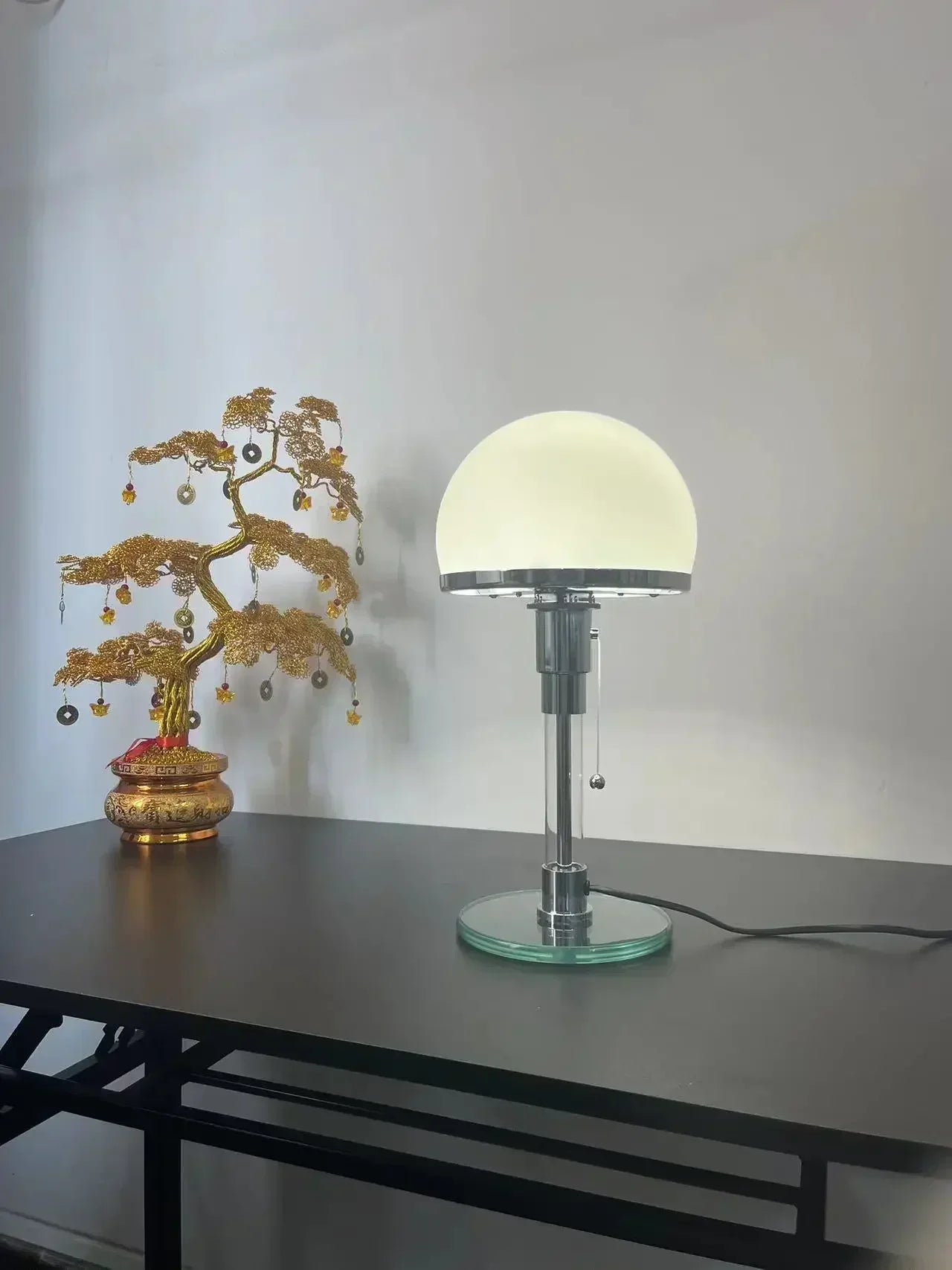 Lampe de Bureau Design Danois - Verre et Métal Chromé