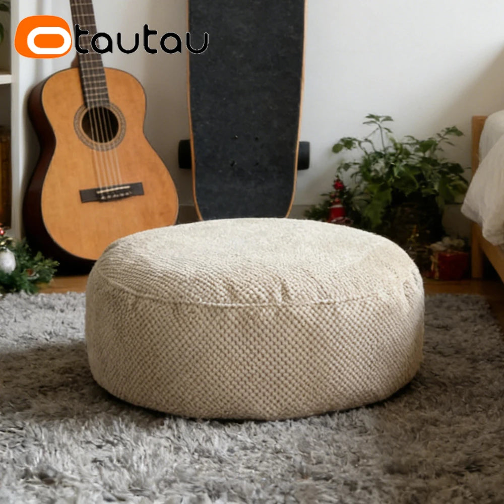 OTAUTAU Soft Corduroy Pouf Bean Bag Cover Ottoman Footstool Stool JD036【No Filler Inside! You Need To Buy Filler By Yourself !】