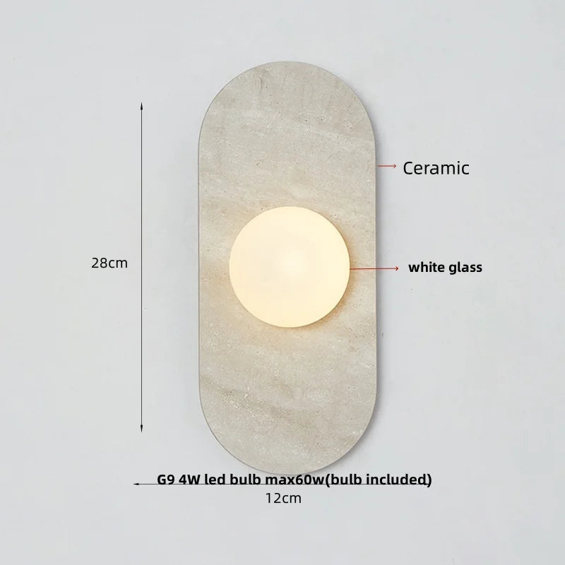 Applique Murale Céramique Blanche LED Style Wabi-Sabi