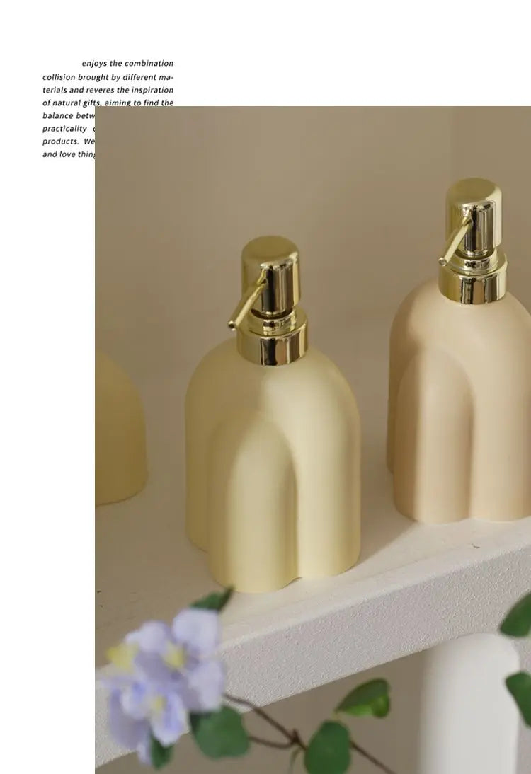 Distributeur de Savon Céramique Motif Encre Rayé