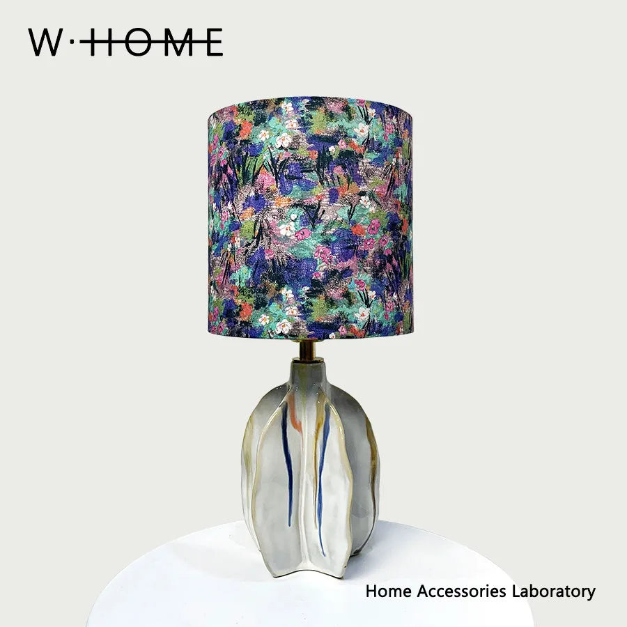 Lampe de Table en Céramique et Tissu - Ambiance Vintage