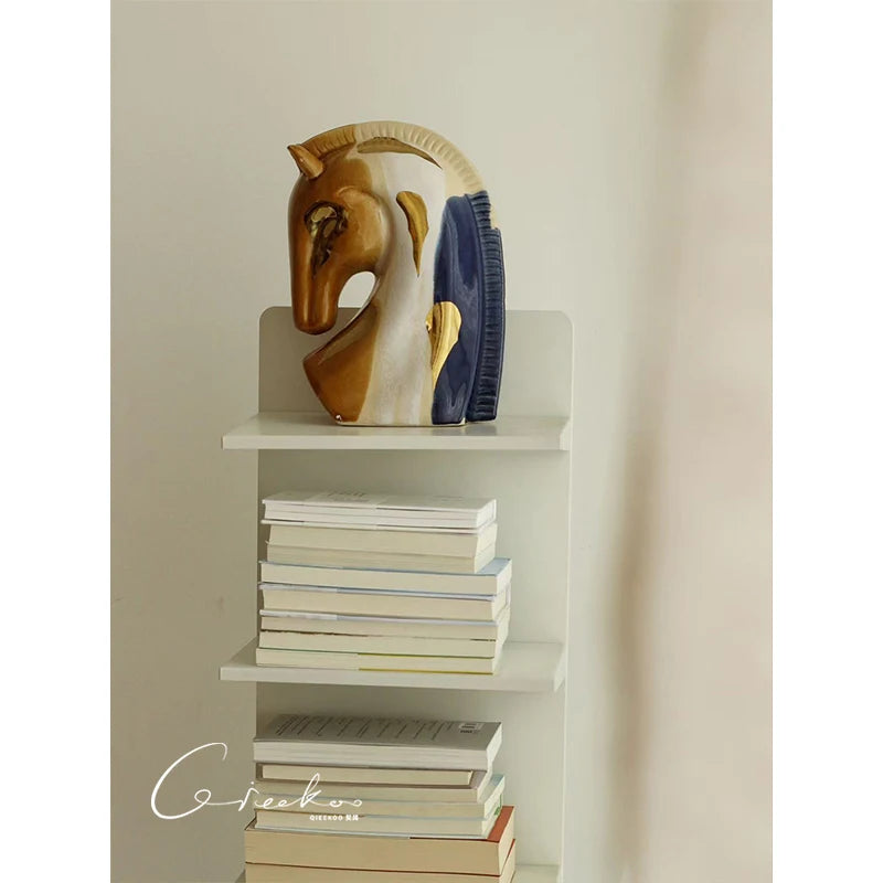Statuette Cheval Tang en Céramique - Finition Dorée