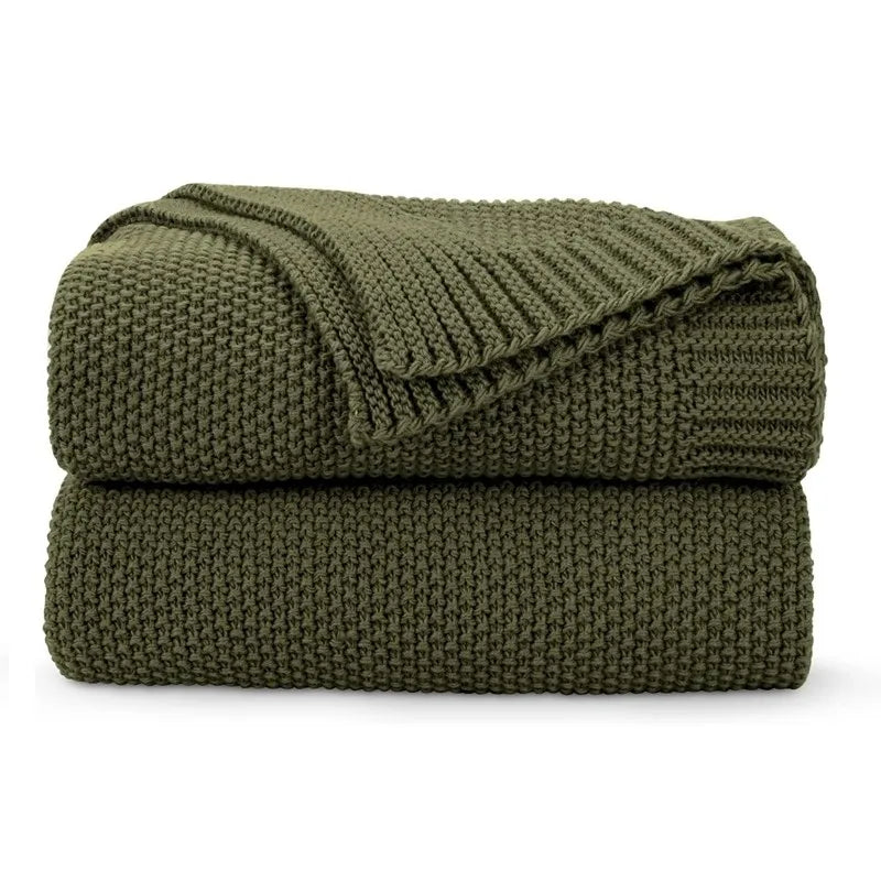 Jeté en Tricot Jacquard - Motif Carreaux Cosy