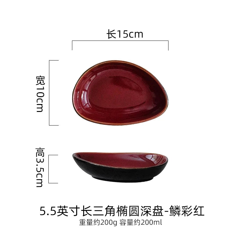 Assiette Creuse Triangulaire Céramique Style Japonais