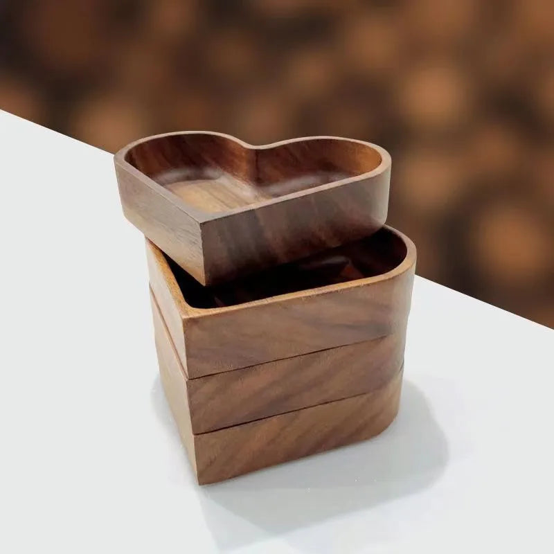 Plateau Décoratif en Bois Forme Cœur pour Desserts et Sushis