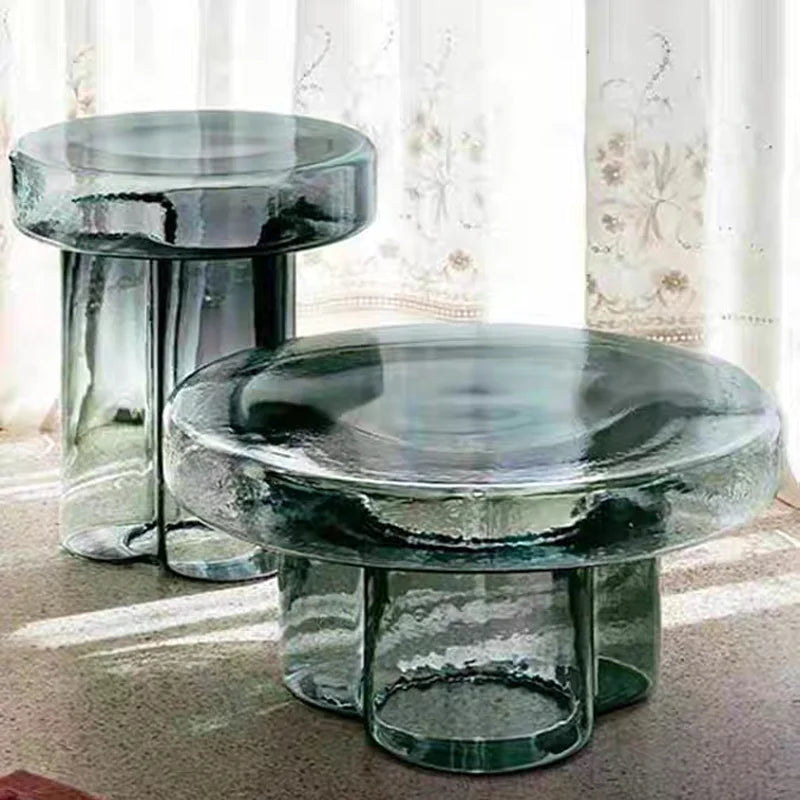 Table Basse Ronde en Verre - Design Nordique