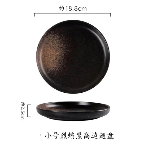Assiette en Céramique Style Japonais pour Petit-Déjeuner