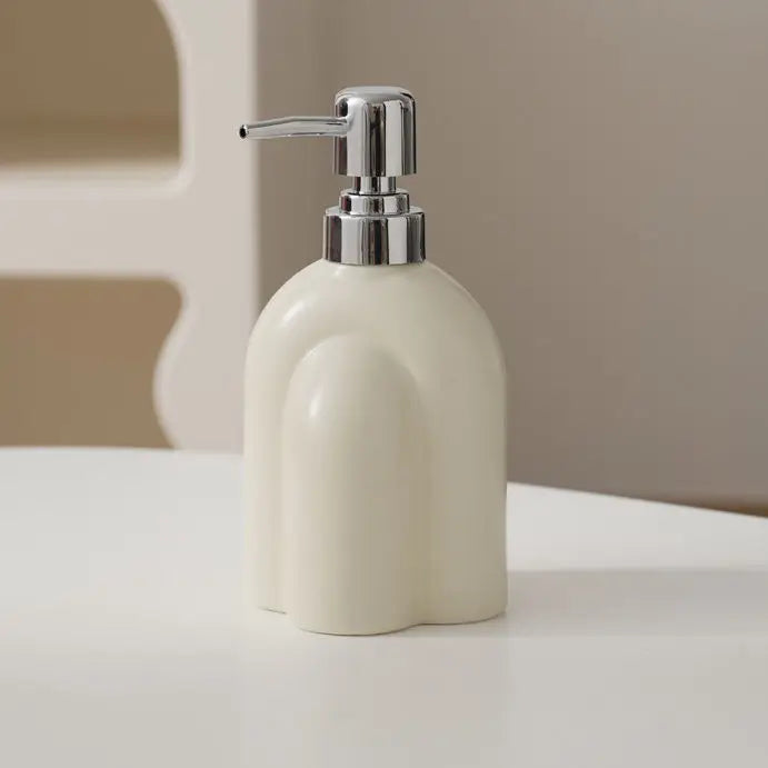 Distributeur de Savon Céramique Motif Encre Rayé