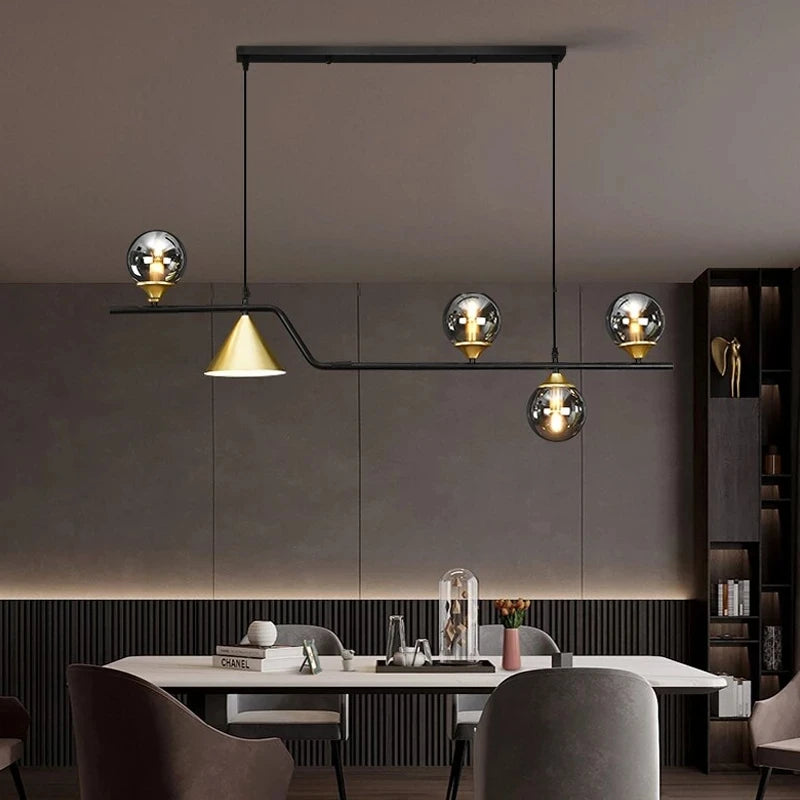 Suspension Boule de Verre Noire - Style Nordique LED