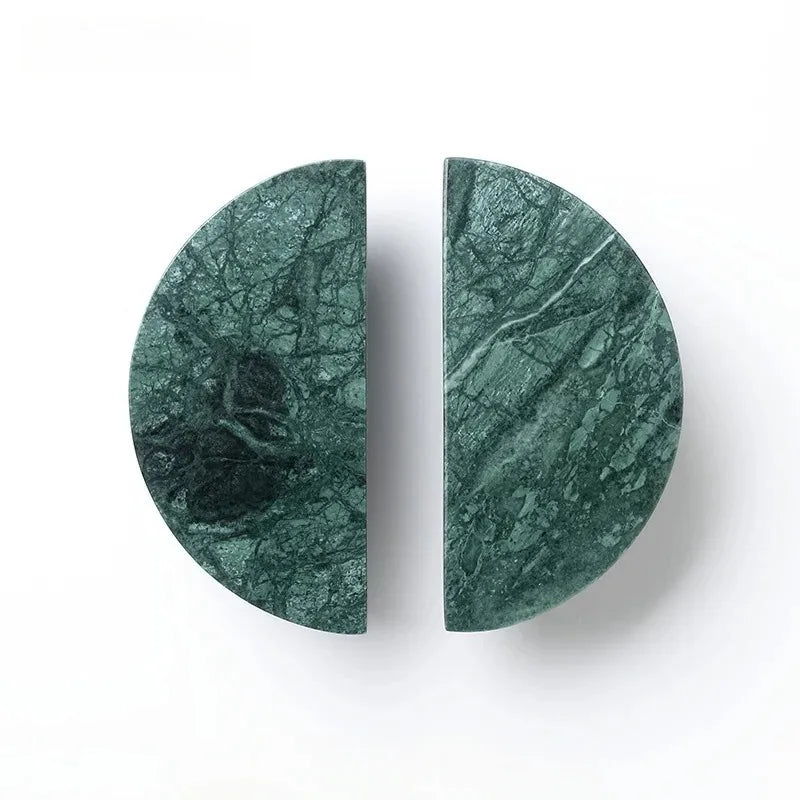 Poignée de Meuble en Marbre et Verre - Style Grec Vert Foncé