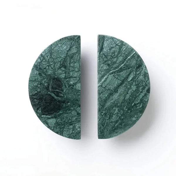 Poignée de Meuble en Marbre et Verre - Style Grec Vert Foncé